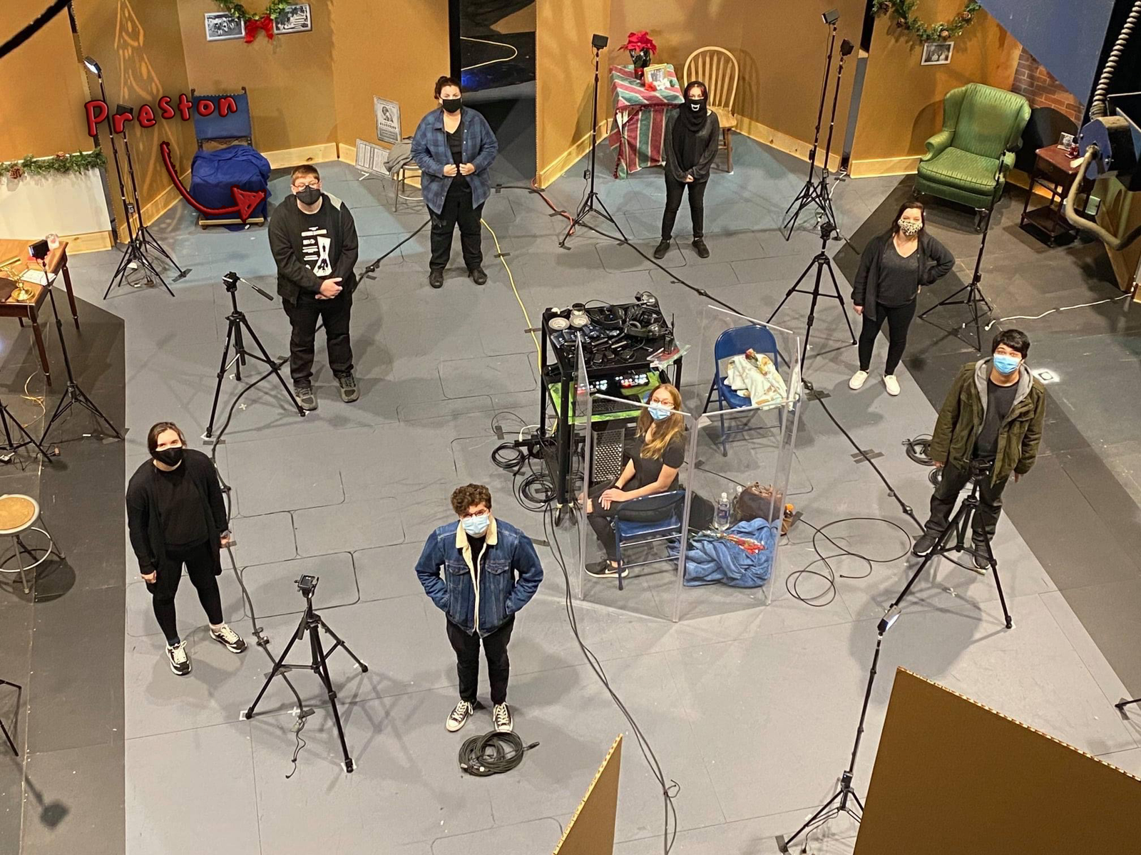 Technical theatre crew during production